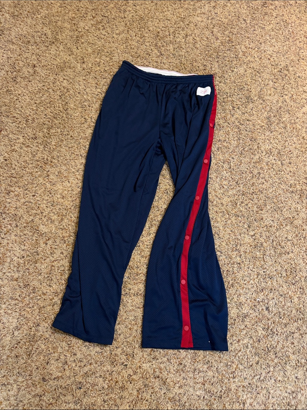 VS PINK Women’s Navy Track Pants with Red Side Stripe